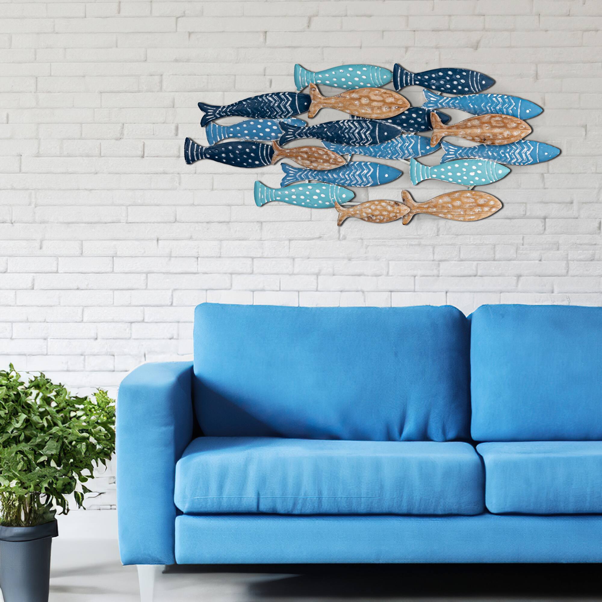 Hello Honey® Hand-Stamped Metal School of Fish Wall Décor